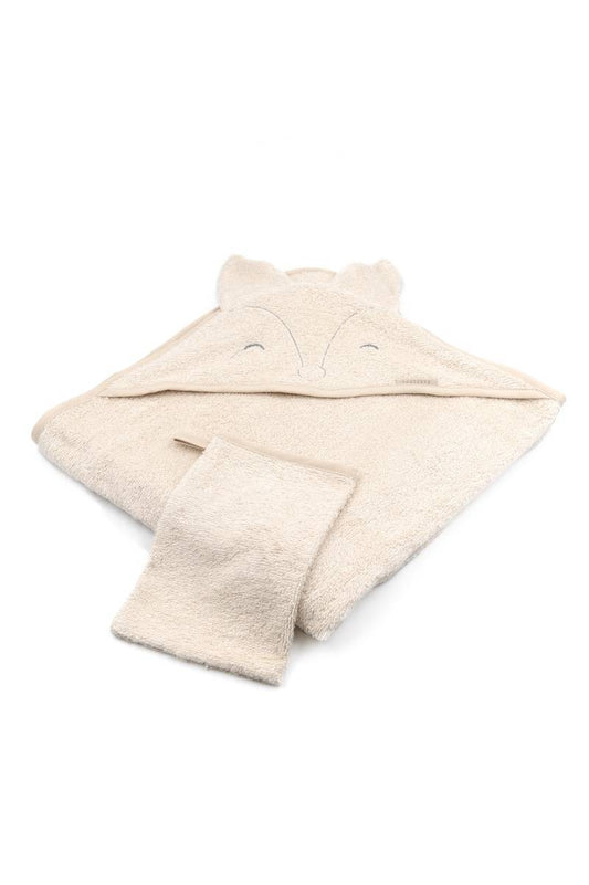 Set serviette + gant de toilette Renard | Almond