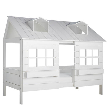Lit cabane LAKE HOUSE sommier luxe - 90 x 200 cm (Blanc)