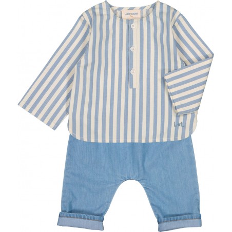 Chemise bébé Oncle | Big stripe blue