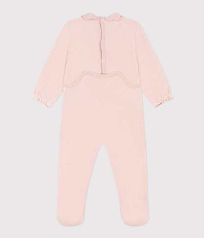 Pyjamas bébé uni en velours | Rose Saline